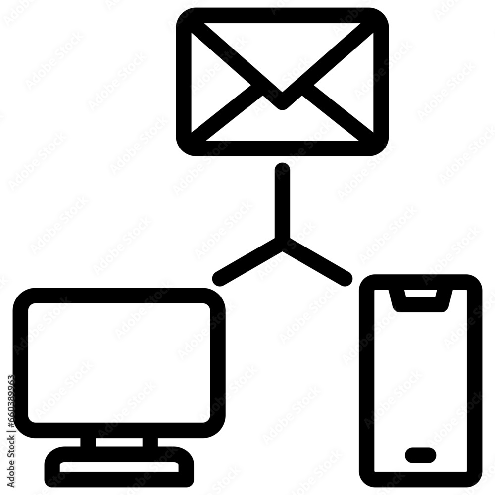 Email Connection Outline Icon Email Connection Outline Icon