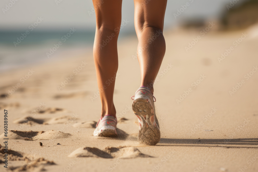 Female Legs Jogging on the Beach