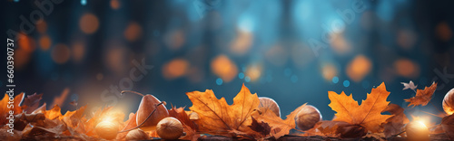 Autumn Oak Foliage Bokeh Lights Header