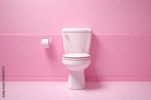 A modern toilet in pink with white ceramic. Generative AI
