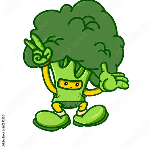 cartoon illustration of a cartoon character of broccoli  