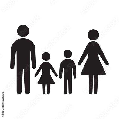 family and children, husband and wife and two kids male and female