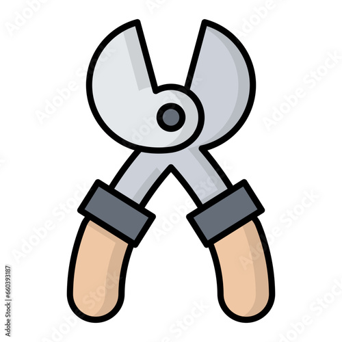 Mower Scissor Colored Outline Icon