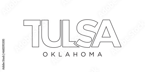 Tulsa, Oklahoma, USA typography slogan design. America logo with graphic city lettering for print and web.