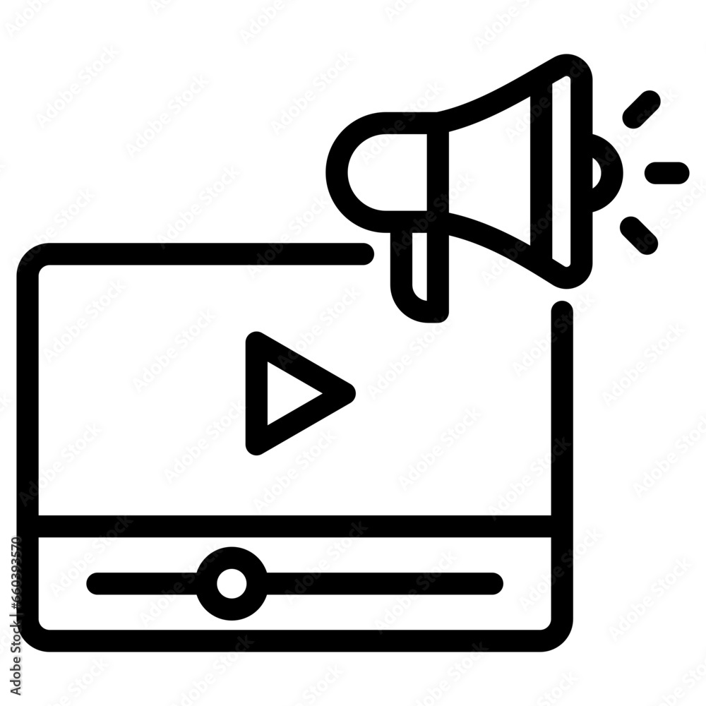 Video Marketing Outline Icon Video Marketing Outline Icon