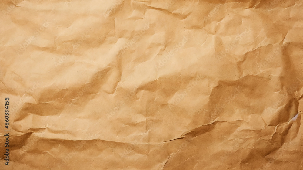 Brown crumpled recycle paper texture background. Craft beige paper backdrop. Generative AI Brown crumpled recycle paper texture background. Craft beige paper backdrop. Generative AI