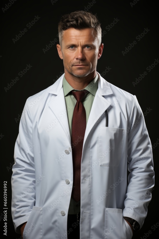 Dedicated surgeon in a white coat, Generative AI Dedicated surgeon in a white coat, Generative AI