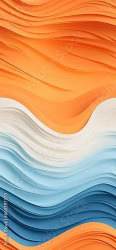 Abstract waves of orange, yellow, and blue waves bold graphic illustration - Generative AI.