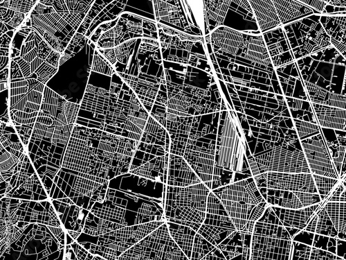 Vector road map of the city of Azcapotzalco in Mexico with white roads on a black background.