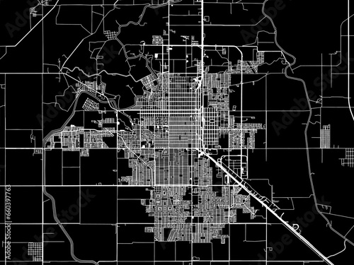 Vector road map of the city of  Ciudad Obregon in Mexico with white roads on a black background. photo