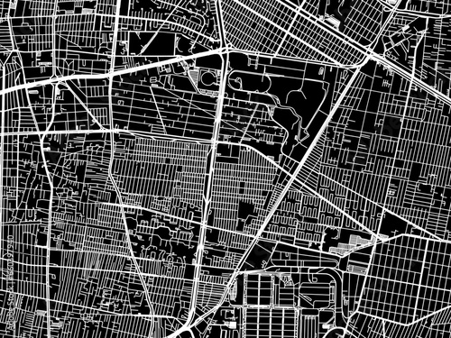 Vector road map of the city of  Iztacalco in Mexico with white roads on a black background.