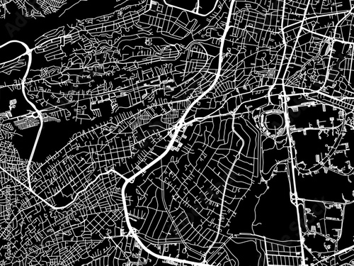 Vector road map of the city of  Magdalena Contreras in Mexico with white roads on a black background. photo