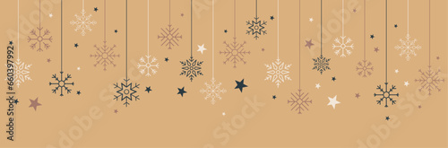Bannière pour les fêtes - Flocons de neige - Guirlandes de flocons - Éléments vectoriels festifs et décoratifs pour les fêtes de fin d'année - Vacances d'hiver - Noël ou jour de l'an - Décorations 