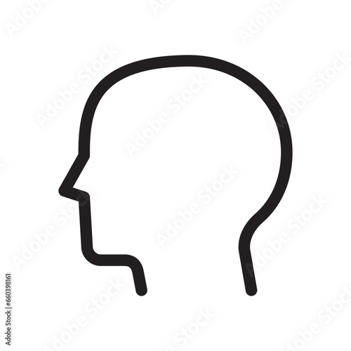 human head icon, linear, vector illustration 