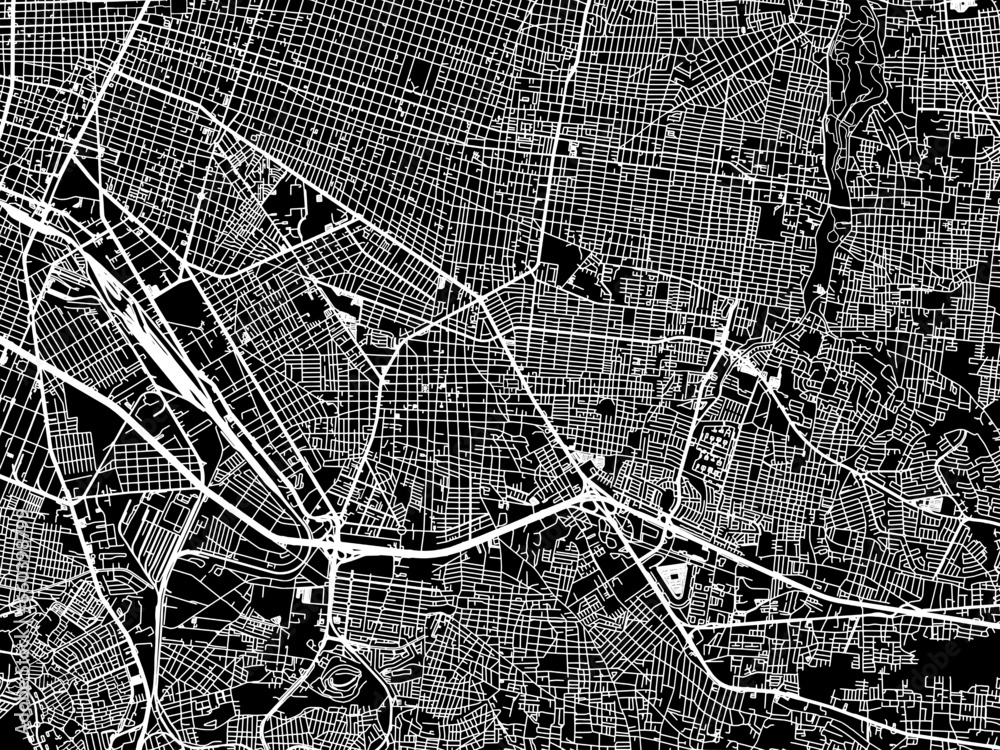 Obraz premium Vector road map of the city of Tlaquepaque in Mexico with white roads on a black background.
