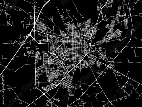 Vector road map of the city of  Tepatitlan de Morelos in Mexico with white roads on a black background. photo