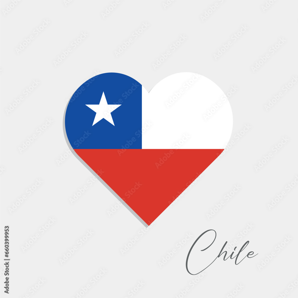 chile flag inside heart on gray background chile flag inside heart on gray background