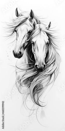 Horse wild prairie mustang Death Halloween Holiday Roses Flowers Tattoo Print Stamp