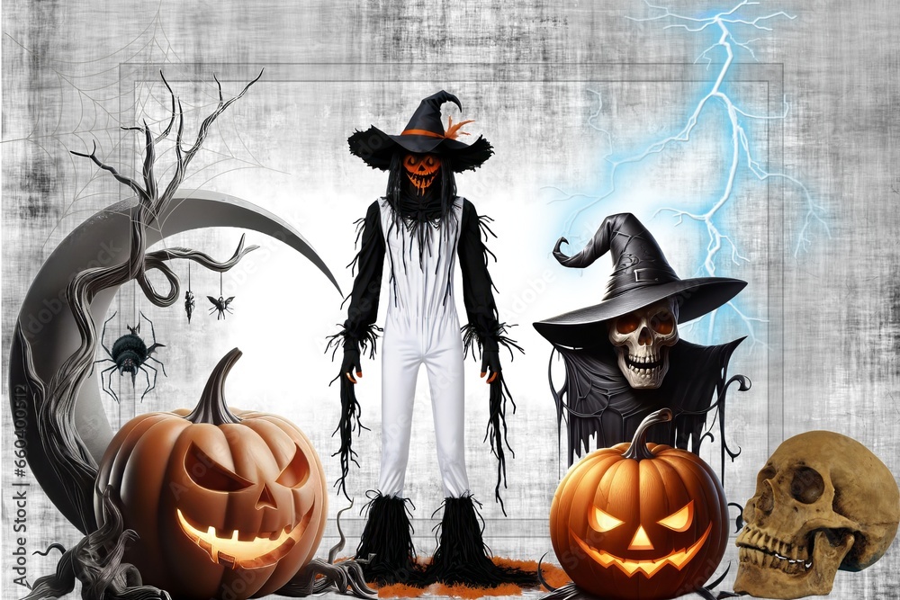 Fototapeta premium A scene from the Halloween holiday, with its symbols and terrifying characters