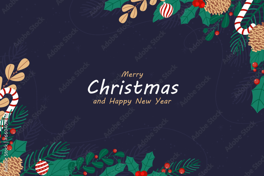Fototapeta premium Christmas background in flat vector illustration design