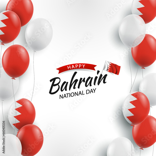 Vector Illustration of National Day Bahrain. Background with balloons.
