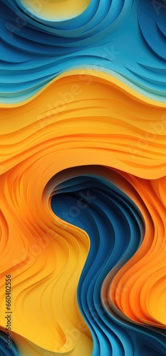 Electric orange, yellow, and blue waves bold graphic illustration - Generative AI.