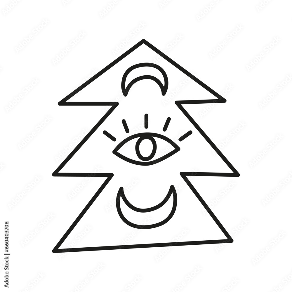 Christmas tree with moon phases and evil eye. Christmas tree with moon phases and evil eye.