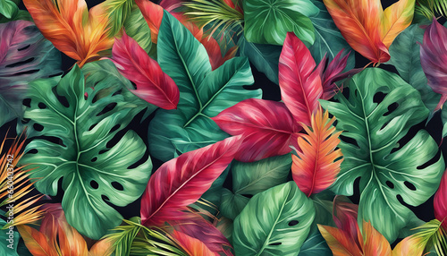  tropical leaves for photorealism wallpapers. colorful leaves background and wallpaper
