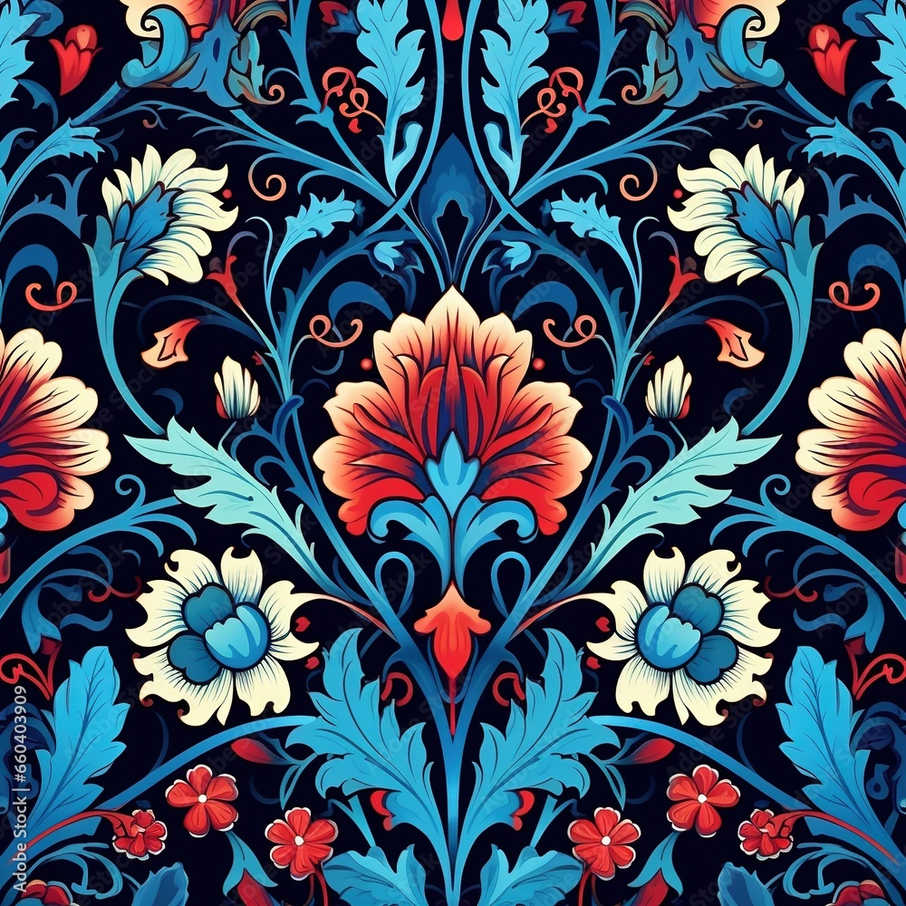 Traditional damask pattern seamless wallpaper.