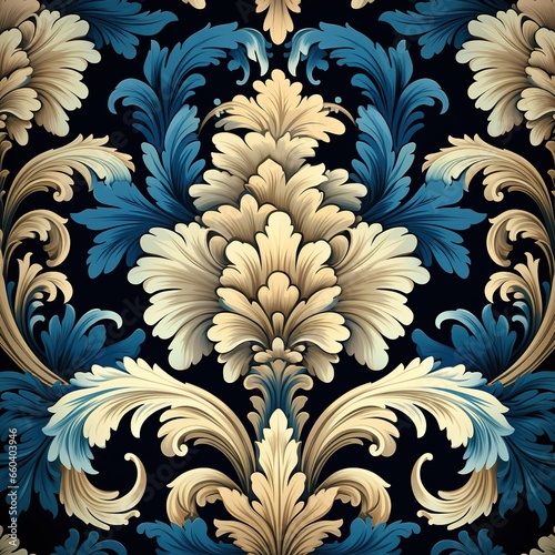 Traditional damask pattern seamless wallpaper.
