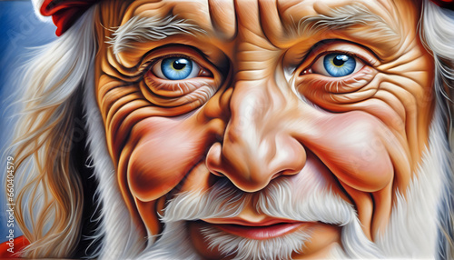 Santa Claus in Colored Pencils: A Jolly Holiday Portrait.(Generative AI) © BaeDonBo