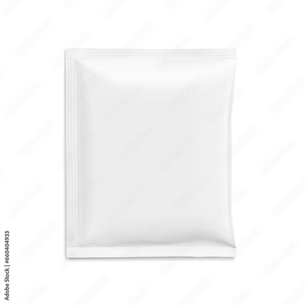 Sachet mockup. Hyper realistic. Vector illustration isolated on white background. Flat lay view. Packaging for cosmetic, food, pet. Ready for your design. EPS10. Sachet mockup. Hyper realistic. Vector illustration isolated on white background. Flat lay view. Packaging for cosmetic, food, pet. Ready for your design. EPS10.