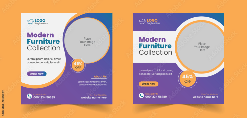Modern Furniture Sale Social Media Post Template Web Banner Design
