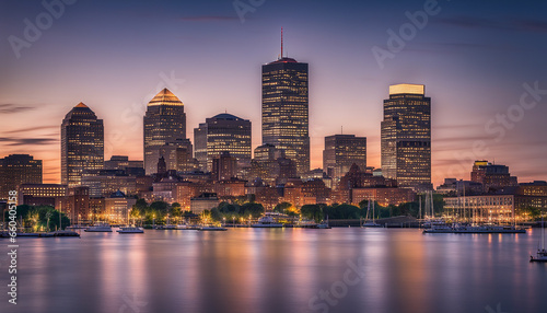 city skyline. Boston downtown financial. modern city. wallpaper © Donald