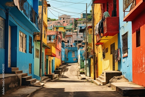Vibrant brazilian slum, a stunning composition of Rio de Janeiro's urban allure. Generative AI