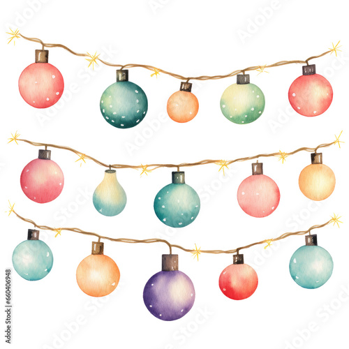 Watercolor Christmas decoration ball baubles isolated clipart