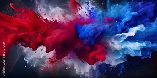 The Motion Of A Red,white And Blue Liquid Is Drawn On A Dark Background on dark background Dynamic Color Symphony Red, White, and Blue Elegance Ai Generative
