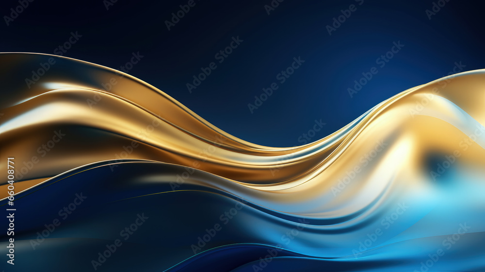 In this artful design, captivating gold and blue waves form an opulent background, providing a perfect canvas for text placement.Generative AI