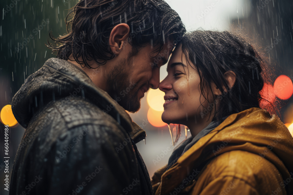 Couple in the rain