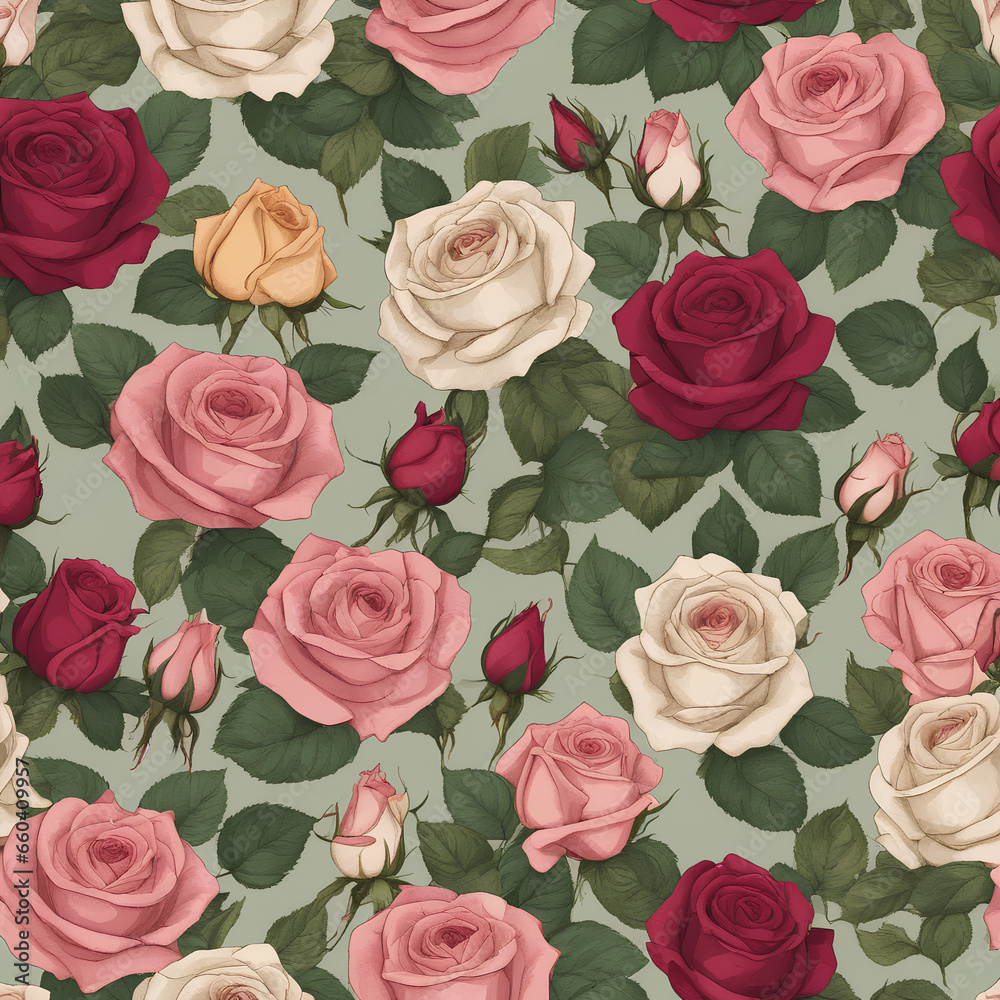 beautiful vintage rose flower pattern