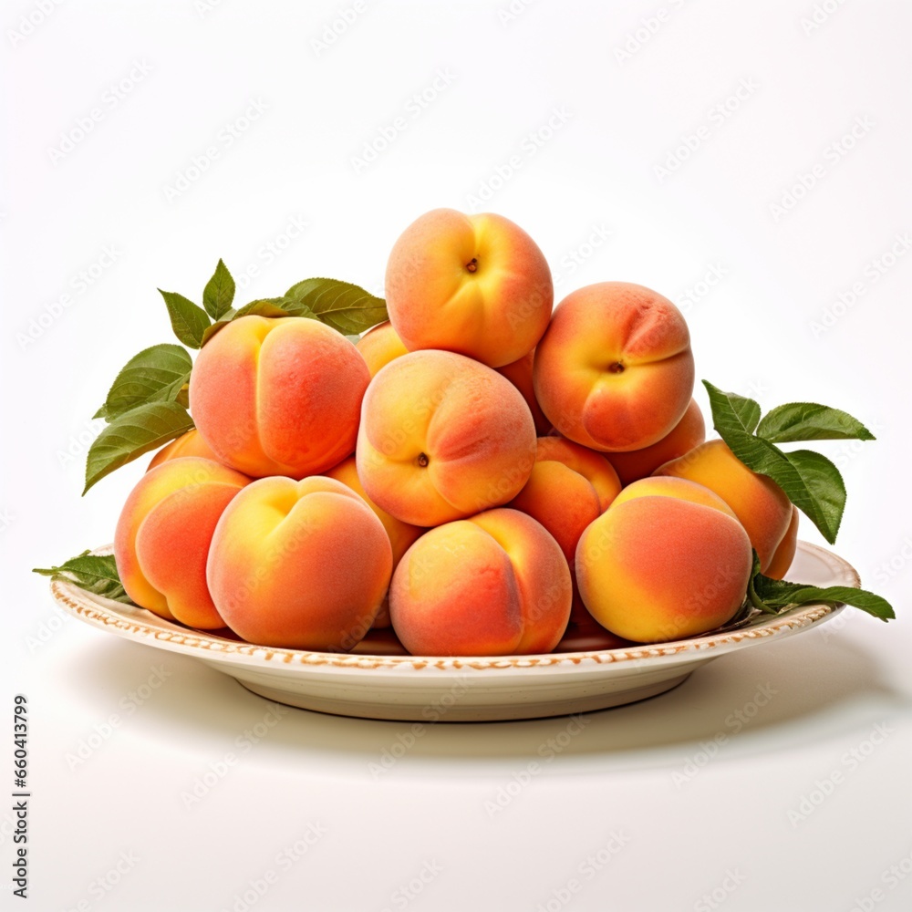 A platter of ripe, juicy peaches A platter of ripe, juicy peaches