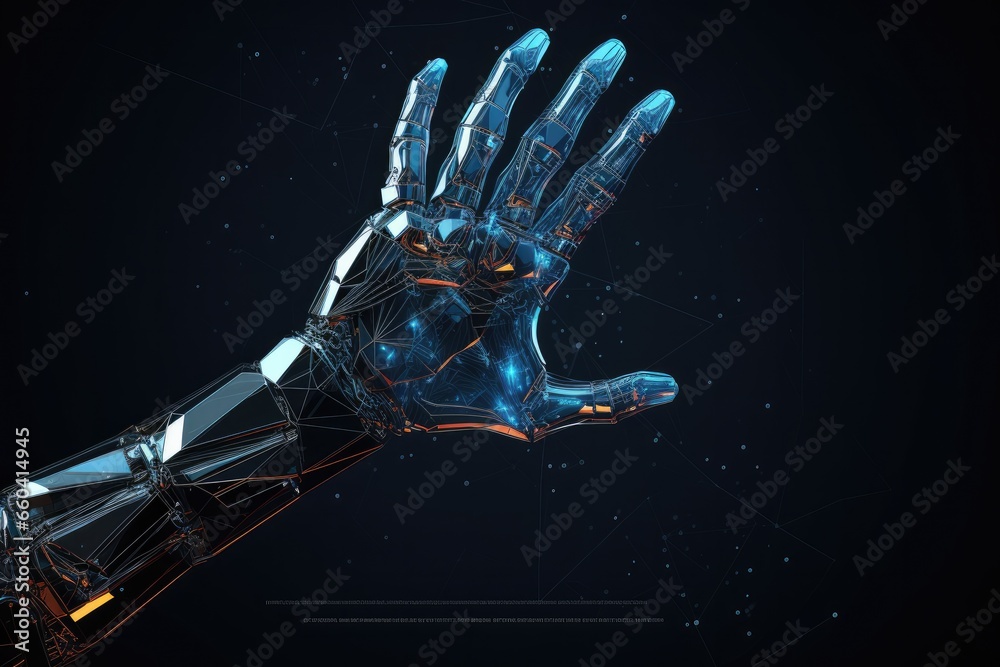 Naklejka premium Robot and human touch. Simplifying business life with artificial intelligence. Generative Ai.