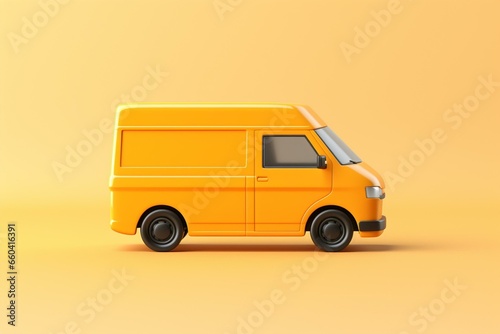 small delivery van isolated on plain backdrop. Generative AI
