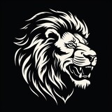 Lion logo, black and white, AI generated Image