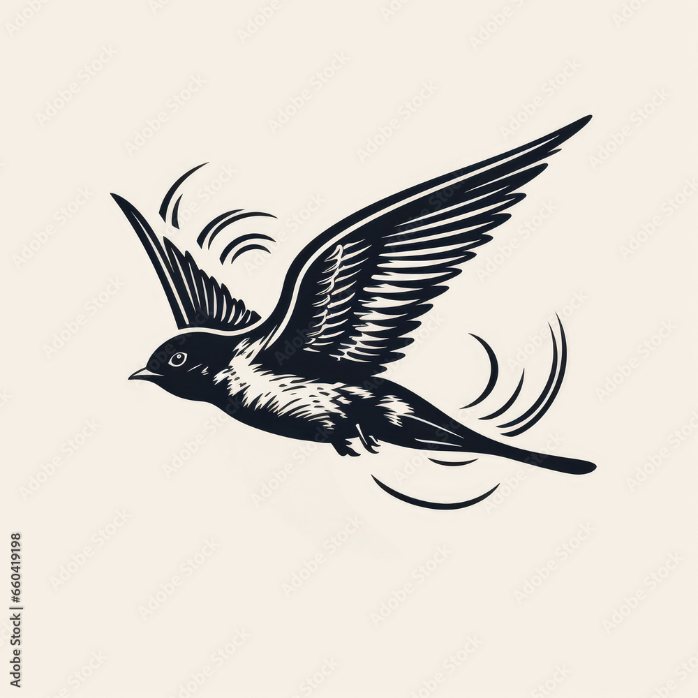 Fototapeta premium Swallow logo, black and white, AI generated Image