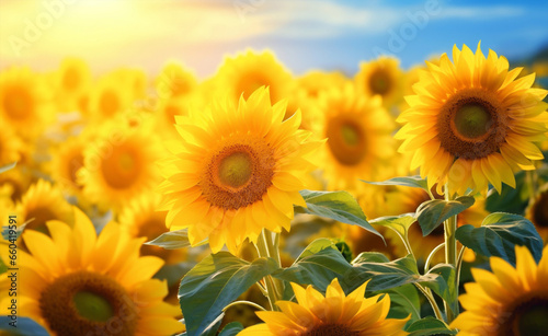 Summer yellow sunlight field sunflower nature © VICHIZH