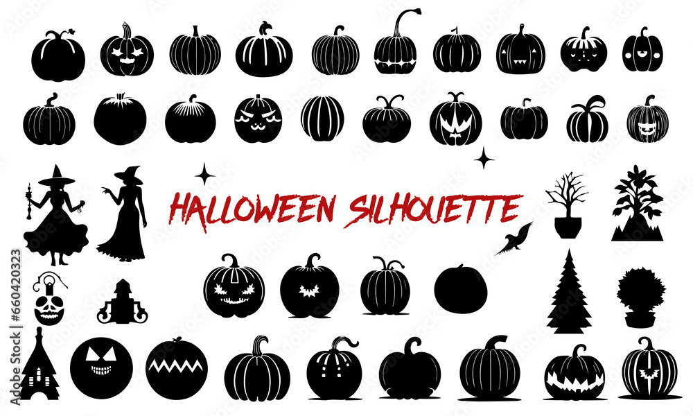 Black silhouettes for halloween day