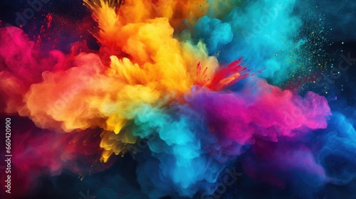 Colored powder explosion background. Paint holi  Colorful rainbow holi paint splash