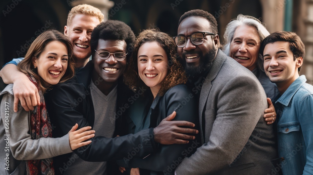 Group therapy and support. Several middle-aged men and women hug, supporting each other during psychological practice. Mental health and empathy. Empathy.