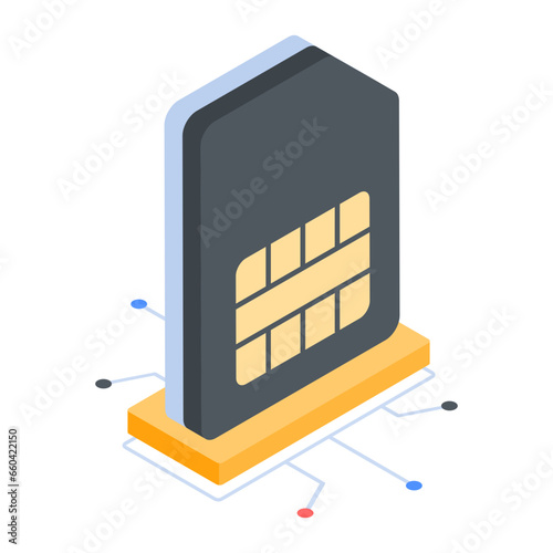 Get this isometric icon of mobile sim card 